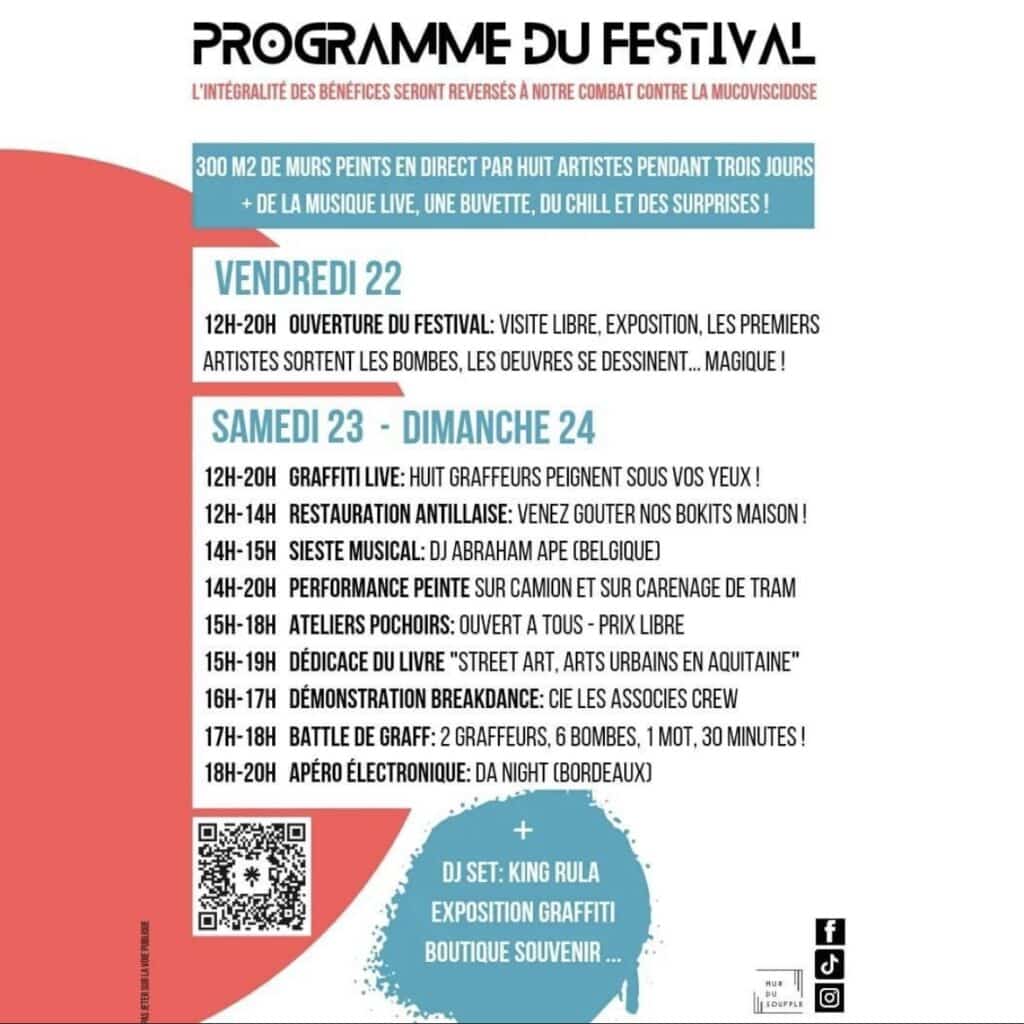 Programme du festival graffiti Bordeaux