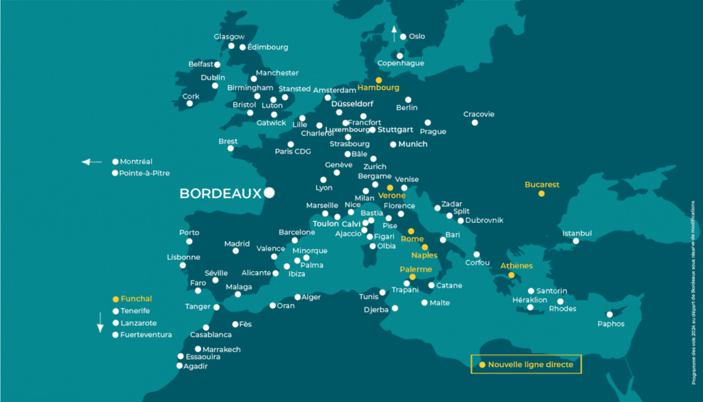 Nouvelle destination aéroport bordeaux mérignac