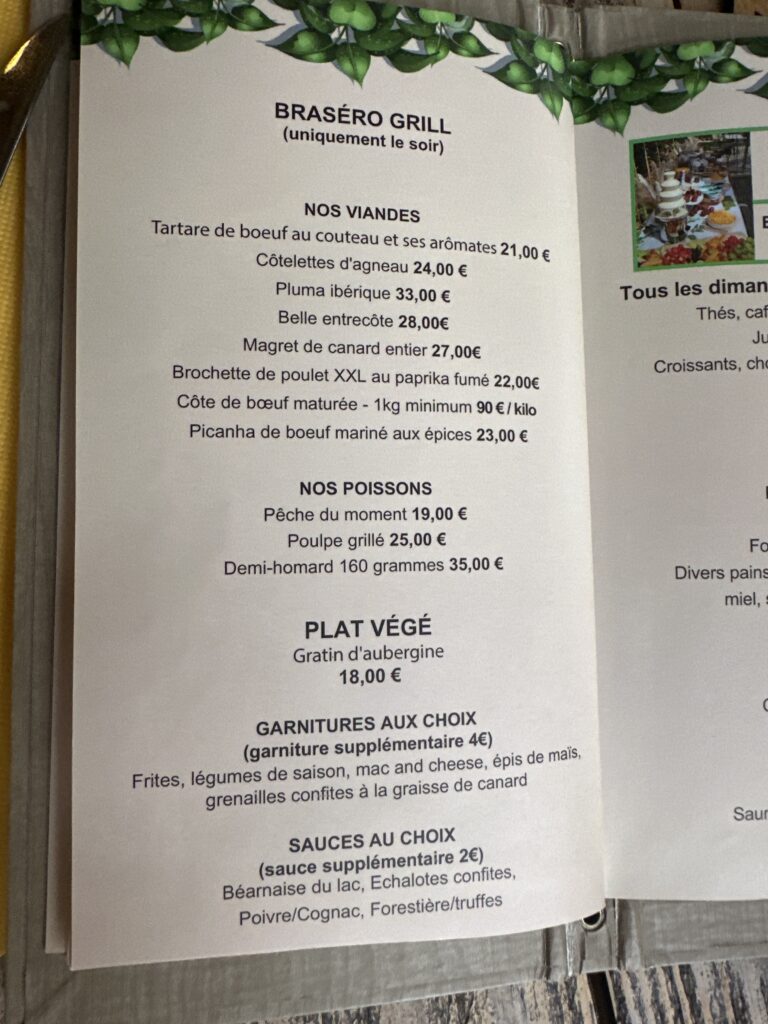 Menu du Bistrot du Lac by Flow