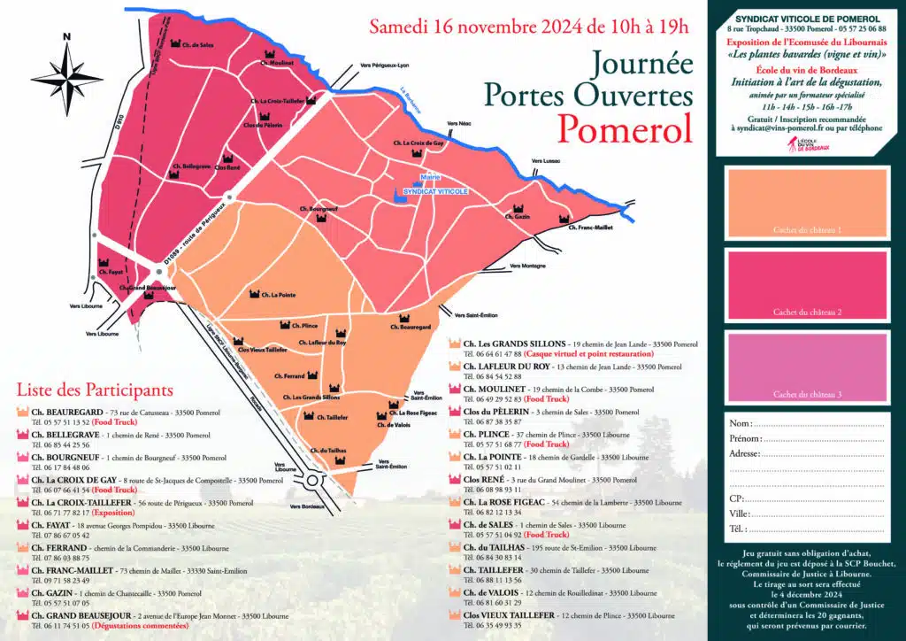 Zone et liste des châteaux participants