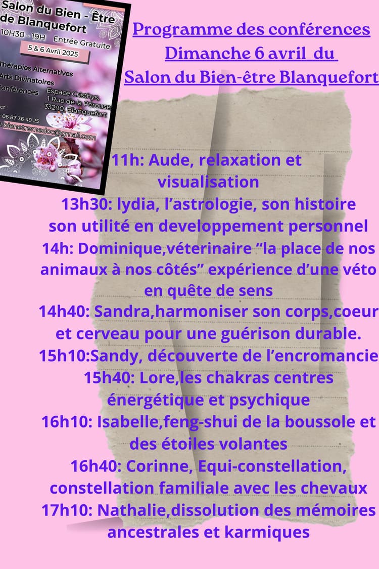 Programme des conférences du dimanche
