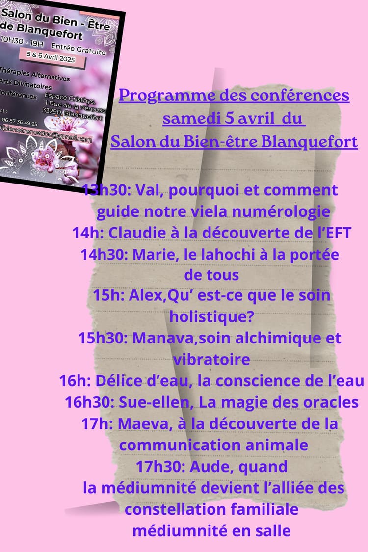 Programme des conférences bien-être animalier du samedi